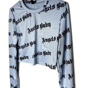SHEIN blue long-sleeved top with inscriptions Angels Baby size XL